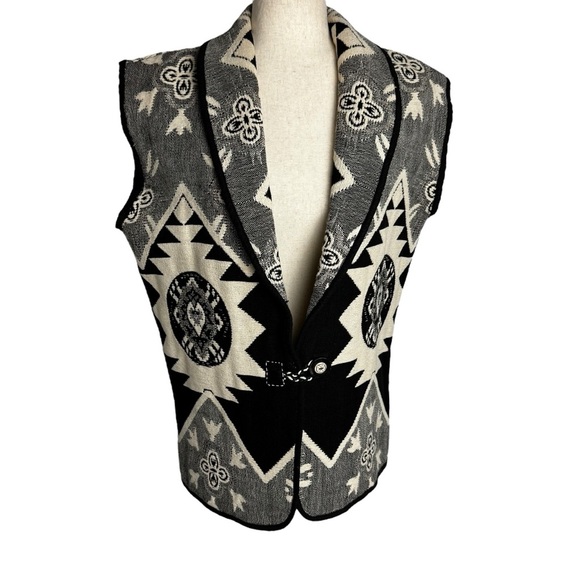 Vintage Flashback 80’s Aztec southwest patterned tapestry vest women’s size M - Picture 1 of 12